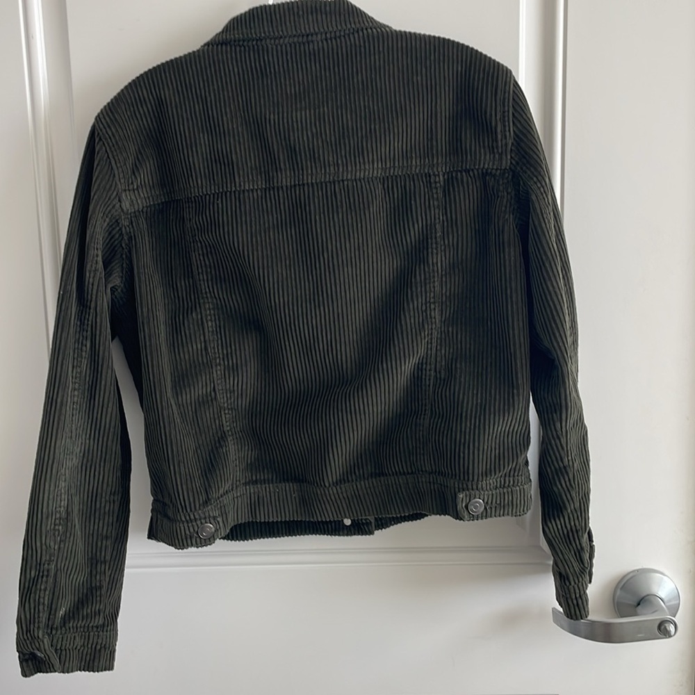 Per Se Women’s Forest Green Corduroy Front Button Jacket w/ Breast Pockets - L - Picture 4 of 5